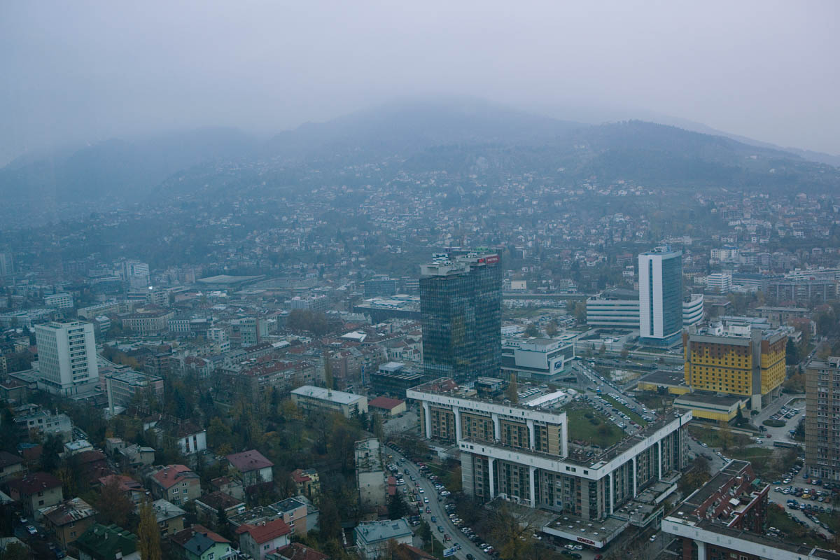 Sarajevo cityscape - Cityscape from the roof terrace of the Awaz tower, the tallest building in the country. Sarajevo, November 2013 - Copyright © © S. Borcard - N. Metraux - 