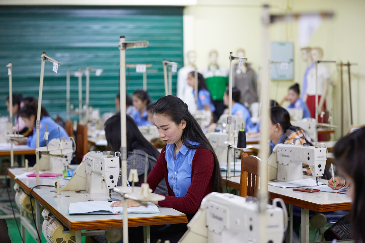 English lesson at the Lao-Korea Vocational training Center. Young women get a chance for secondary education at this centre. Vientiane, Laos, November 2018.